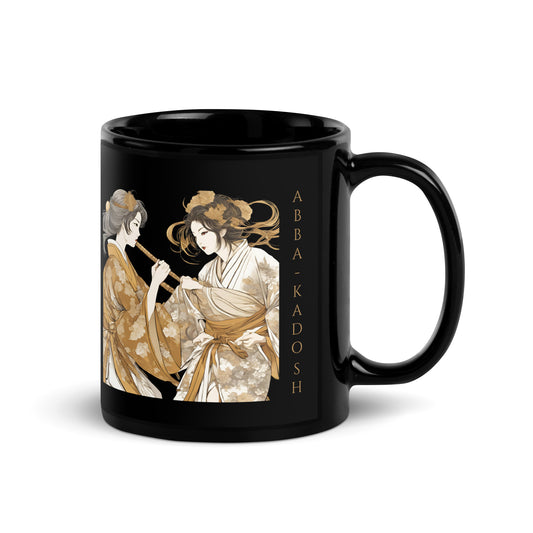 Black Glossy Mug - Exclusive "Haruka & Shizuka", Gold Design by ABBA – KADOSH